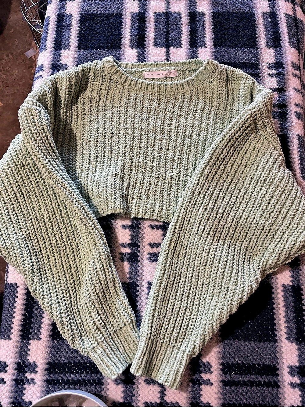 Altard State Ribbed Cropped Sweater in Green Size Small Like New
